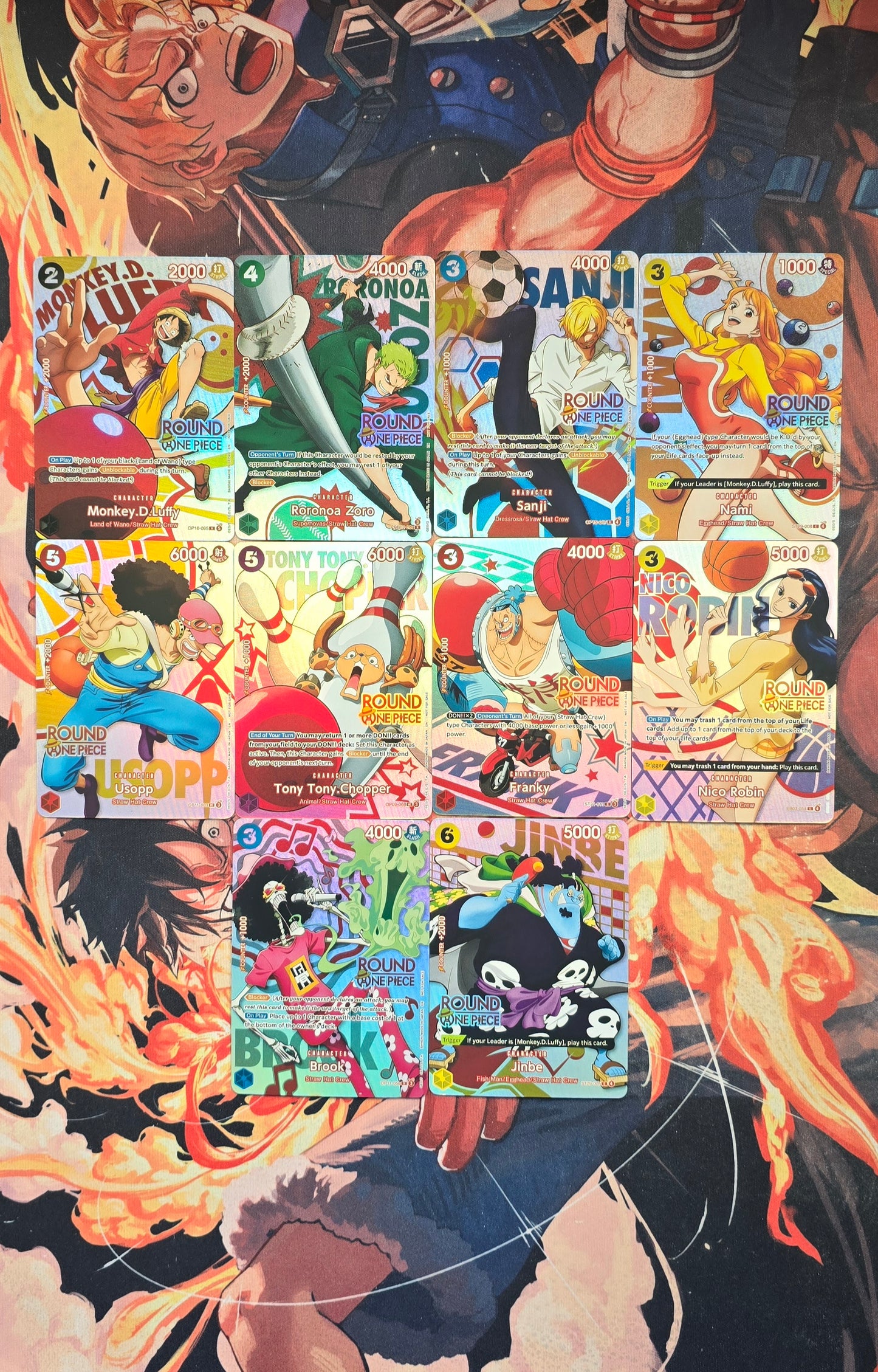 Round 1 x One Piece English TCG Textured Custom Made Proxy Cards