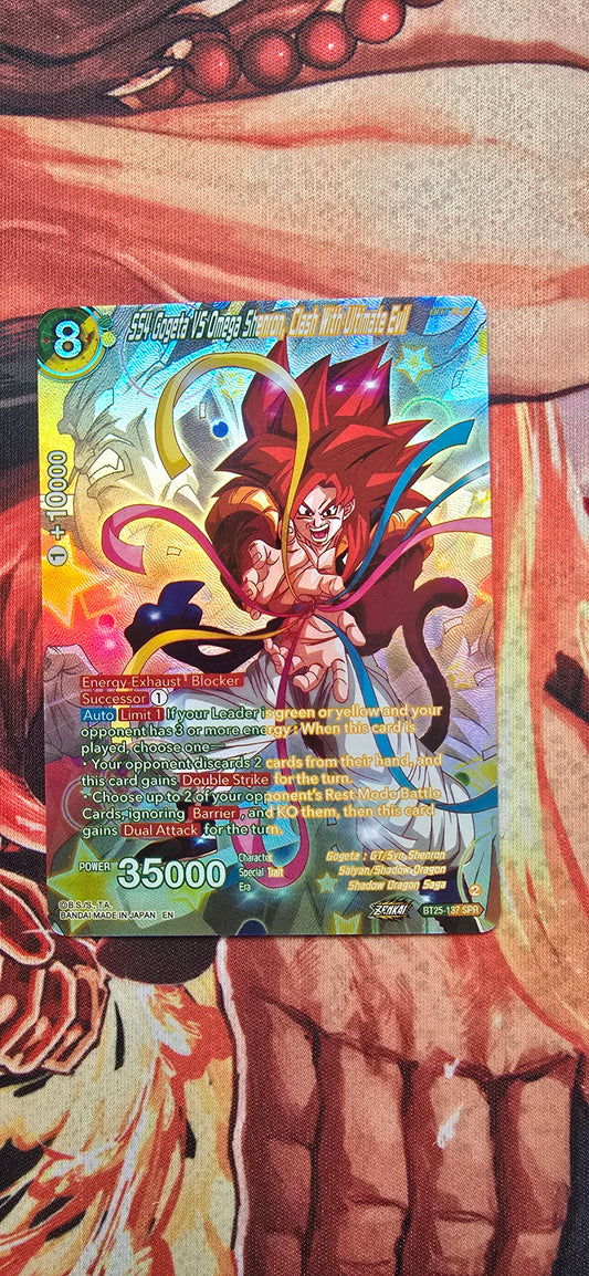 SS4 Gogeta VS Omega Shenron, Clash With Ultimate Evil BT25-137 Dragon Ball Super Legend Of The Dragon Balls Proxy Card