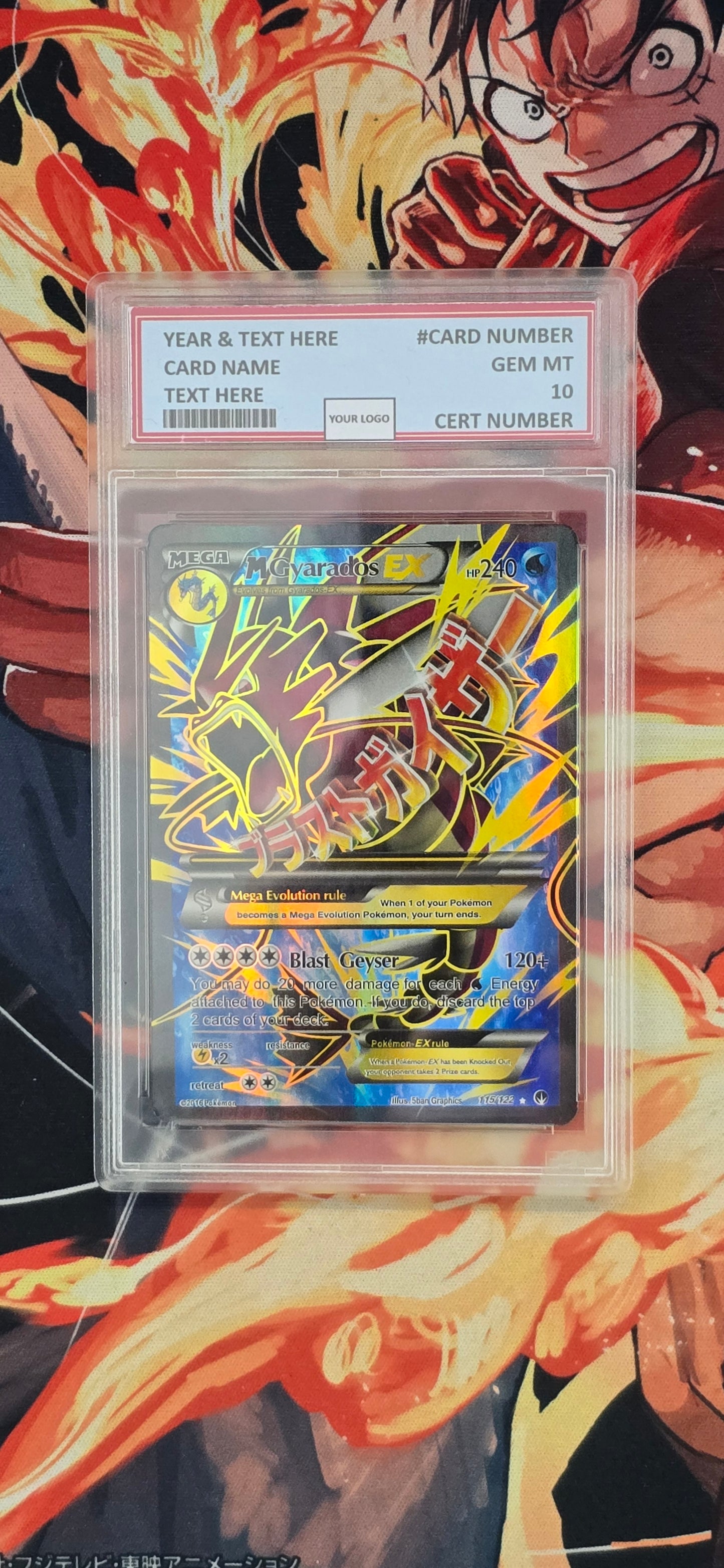 Graded PSA Style Mega Gyarados EX Full Art 115/122 Breakpoint Holo Pokemon Proxy Card Slab