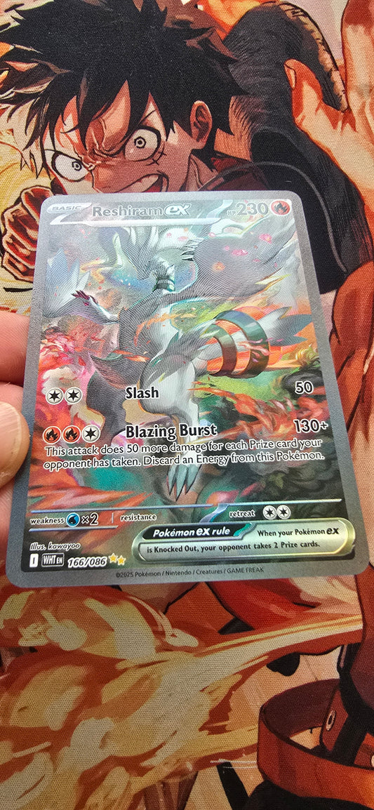 Graded PSA Style Reshiram #166 white Flare Pokemon Card High Quality Textured Card Proxy Slab