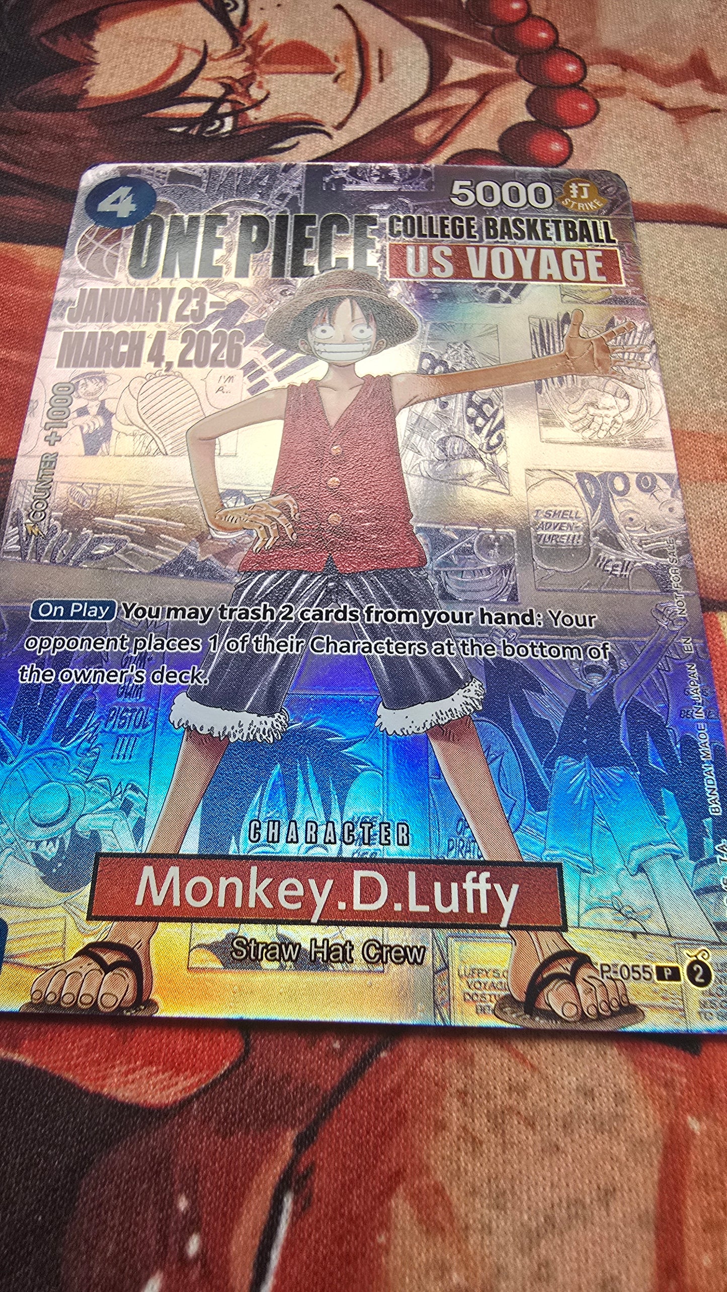 Monkey D Luffy P-055 US College Basketball Rutgers One Piece TCG Promo Custom Made Card