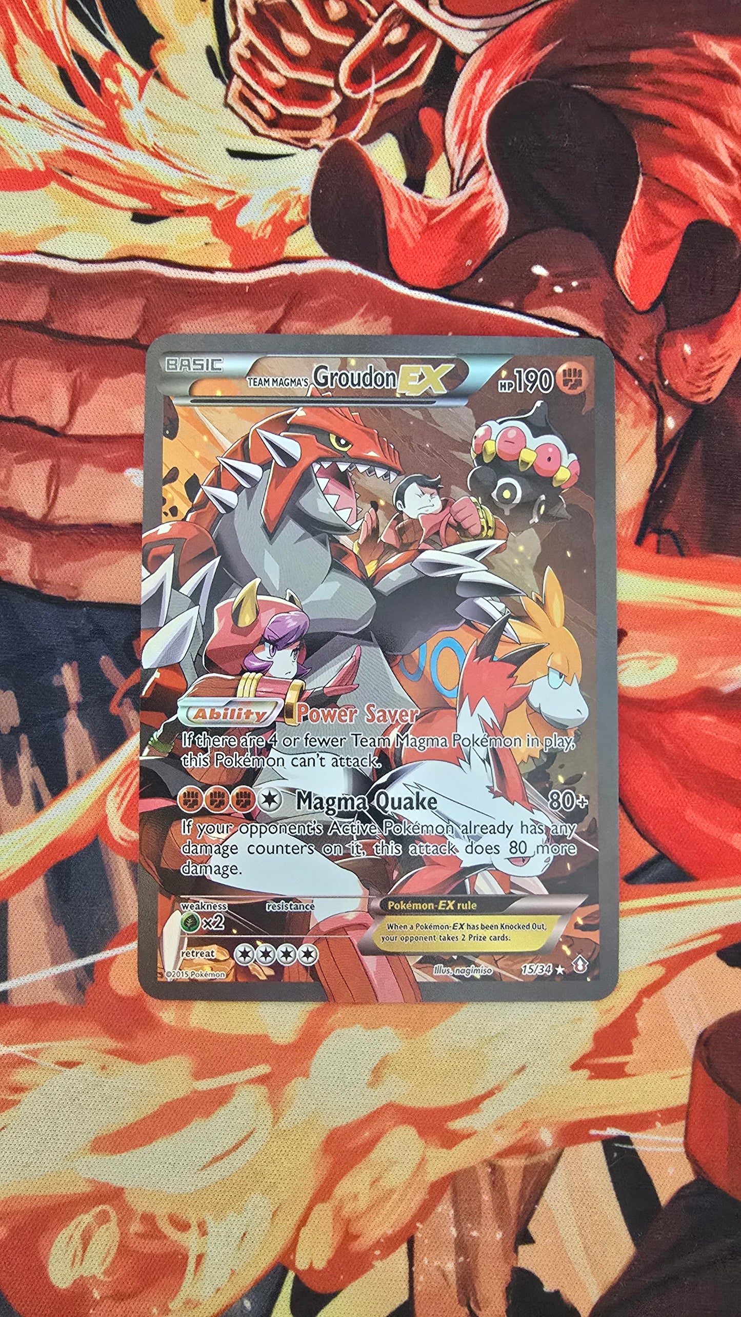 Team Magma's Groudon EX #15 Pokemon Double Crisis English Card Proxy