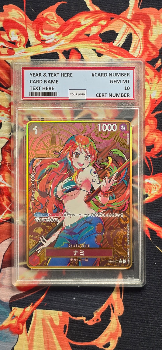 Graded PSA Style Nami Gold AA One Piece Card Game Premium Quality Textured Japanese Card Proxy Slab