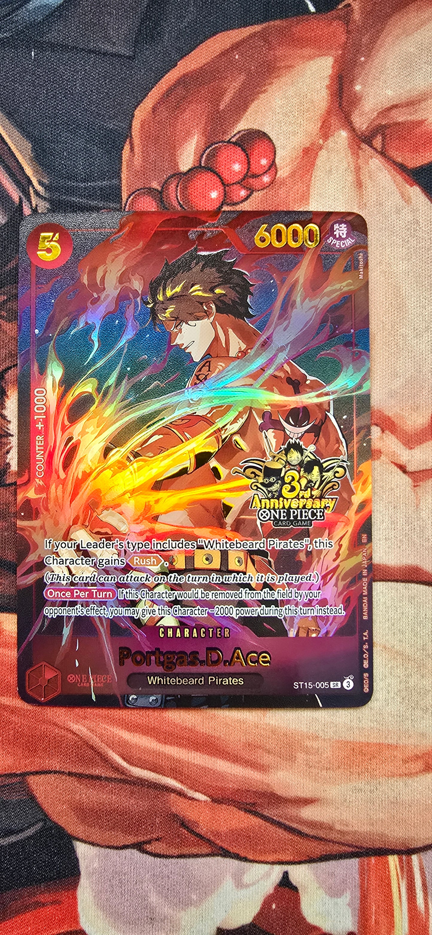 Portgas D Ace 3rd Anniversary One Piece TCG Textured Custom Made Proxy Card