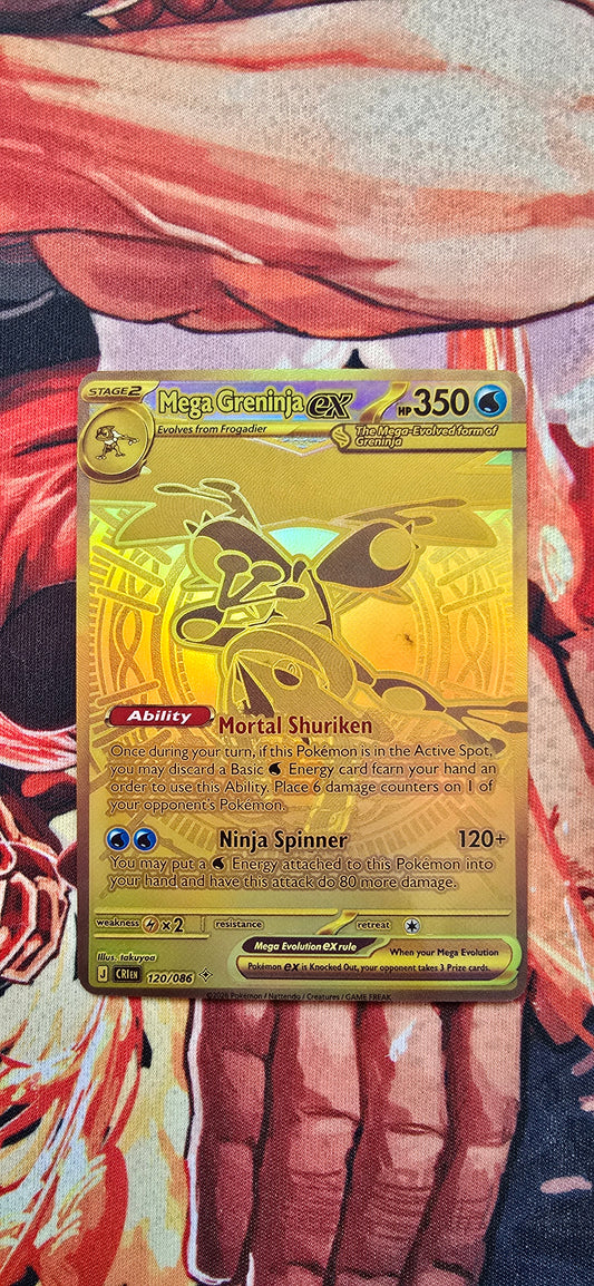 Mega Greninja EX 120/086 Gold Mega Hyper Rare Chaos Rising MUR Pokemon Custom Made Card Proxy English