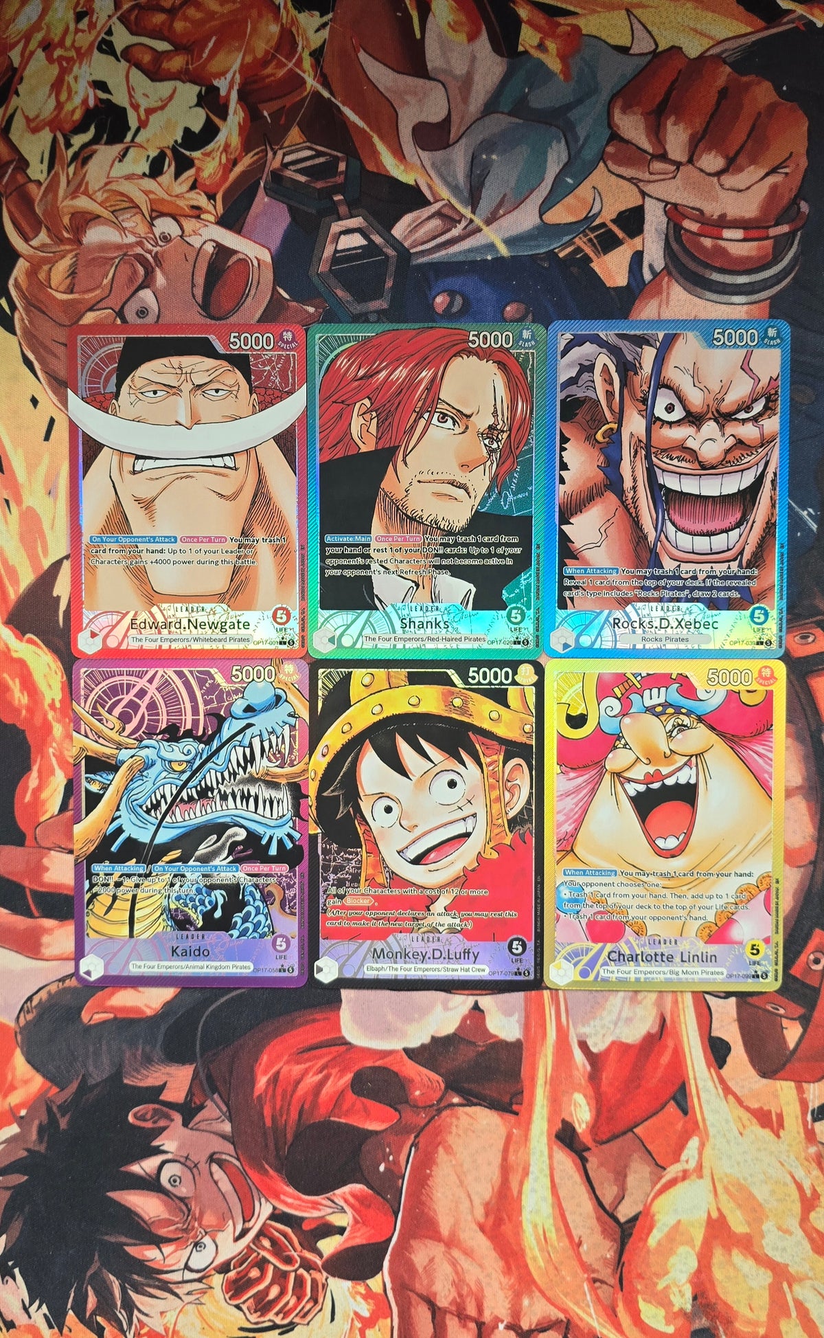 6 Card Bundle OP17 Alt Art Leaders One Piece TCG Premium Textured Custom Made Proxy Cards