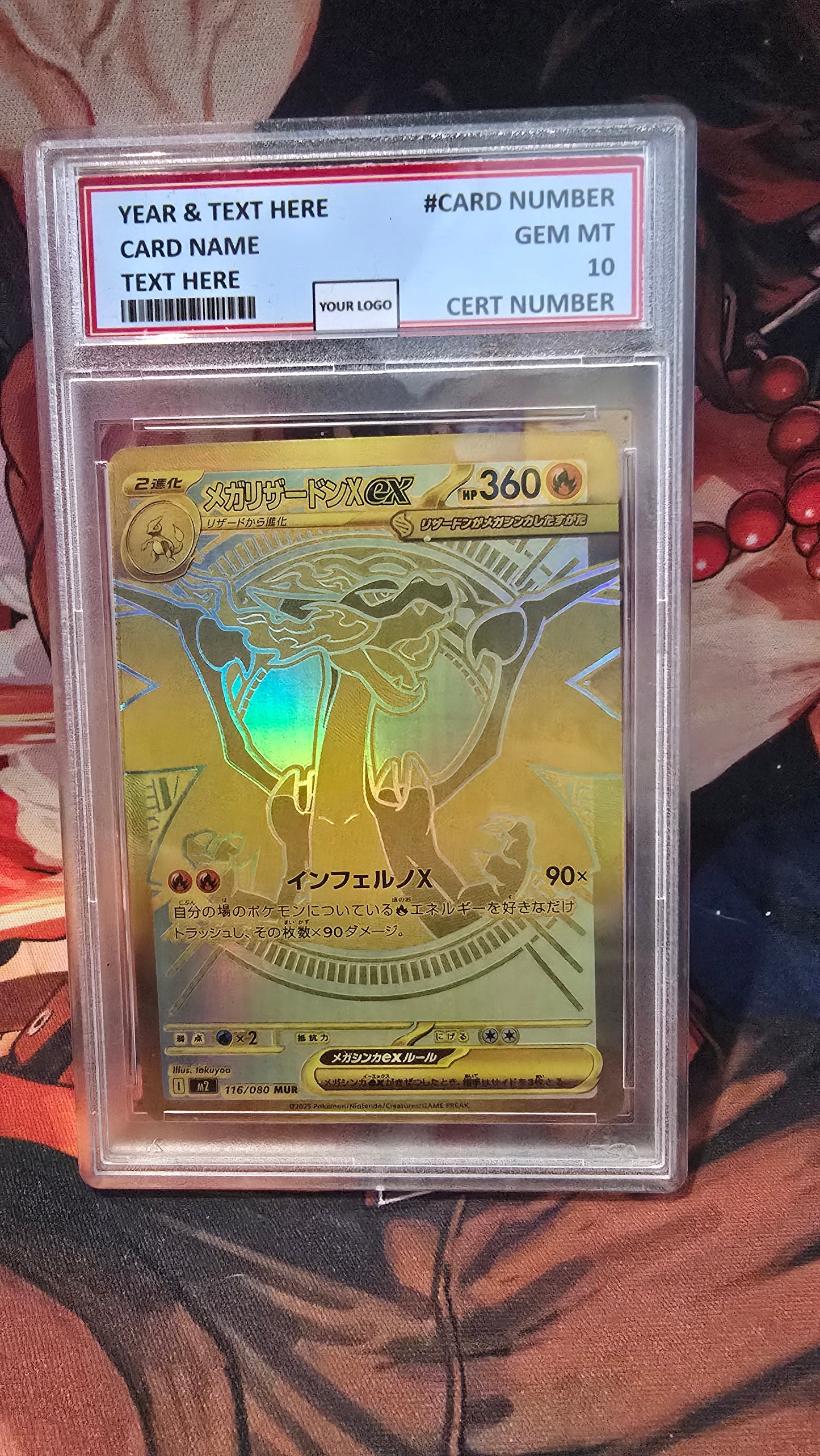 Graded PSA Style Mega Charizard X ex MUR Pokemon Japanese Proxy Card Slab