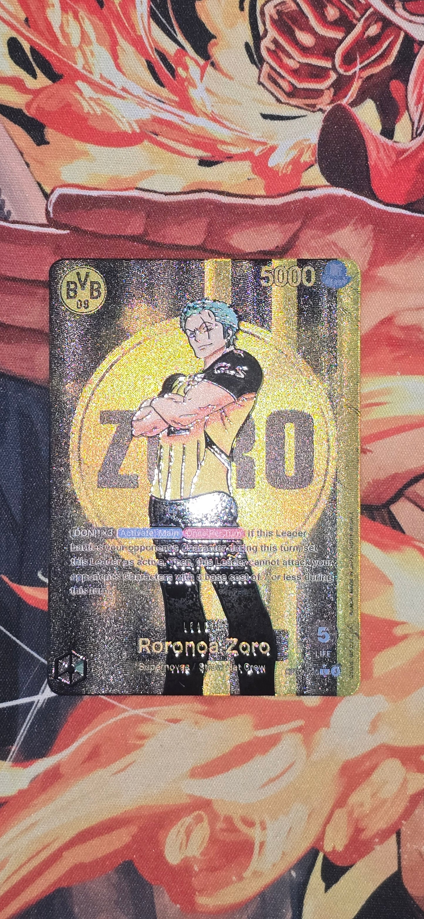 OP12 Roronoa Zoro BVB Borussia Dortmund X One Piece Special Leader Premium Quality Textured Proxy Custom Made Card