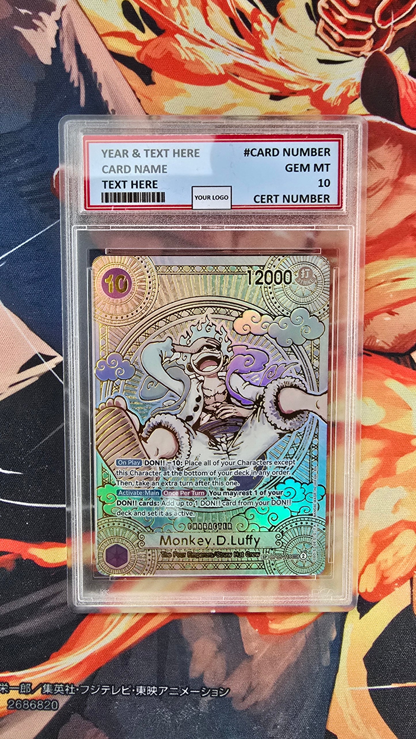 Graded PSA 10 Style Gold Gear 5 Monkey D Luffy SP One Piece Card Game Premium Quality Textured English Card Proxy Slab