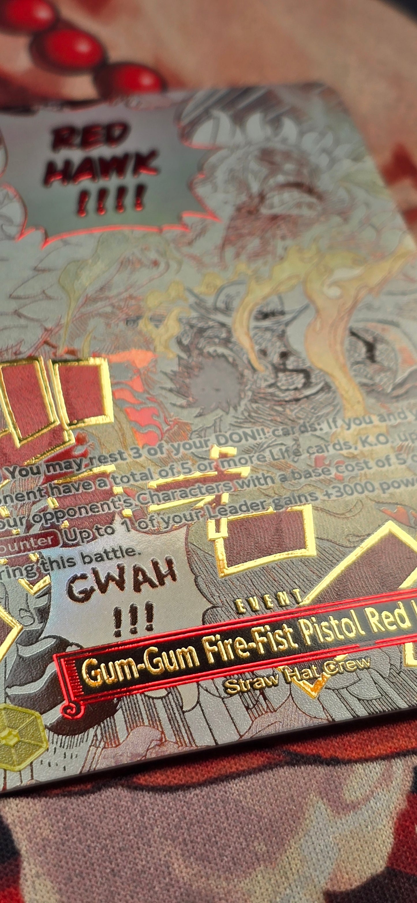 OP11 Manga Gum Gum Fire Fist Pistol Red Hawk One Piece Premium Textured Proxy Card