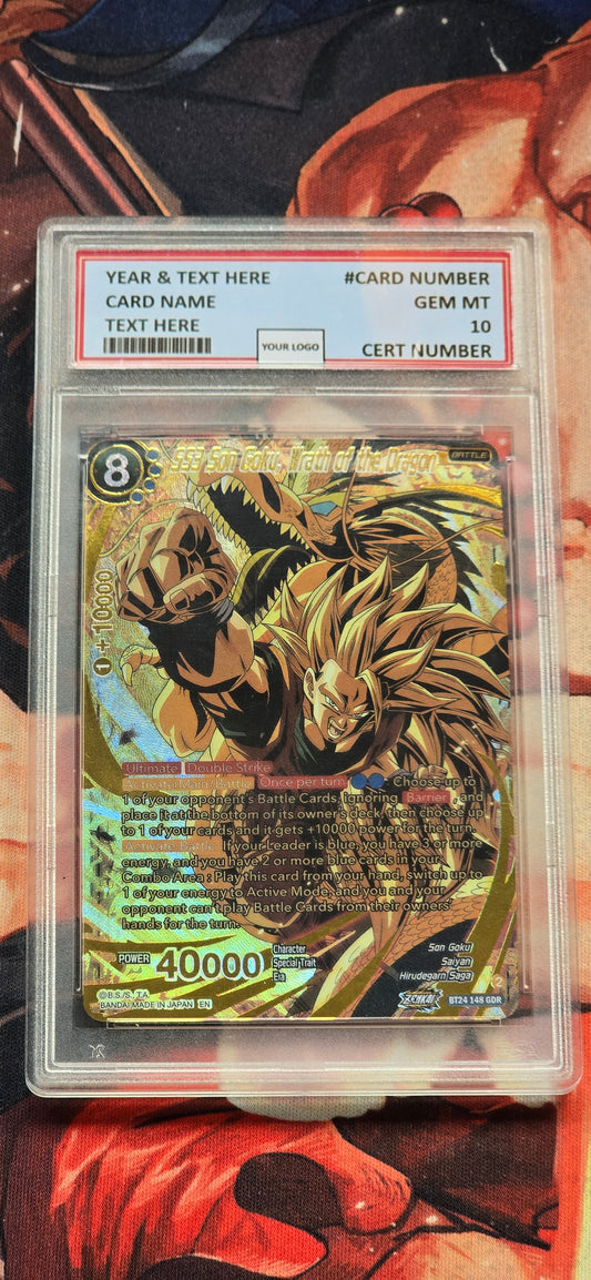 Graded PSA Style SS3 Son Goku, Wrath Of The Dragon GDR BT24-138 Dragon Ball Super Beyond Generations Proxy Slab