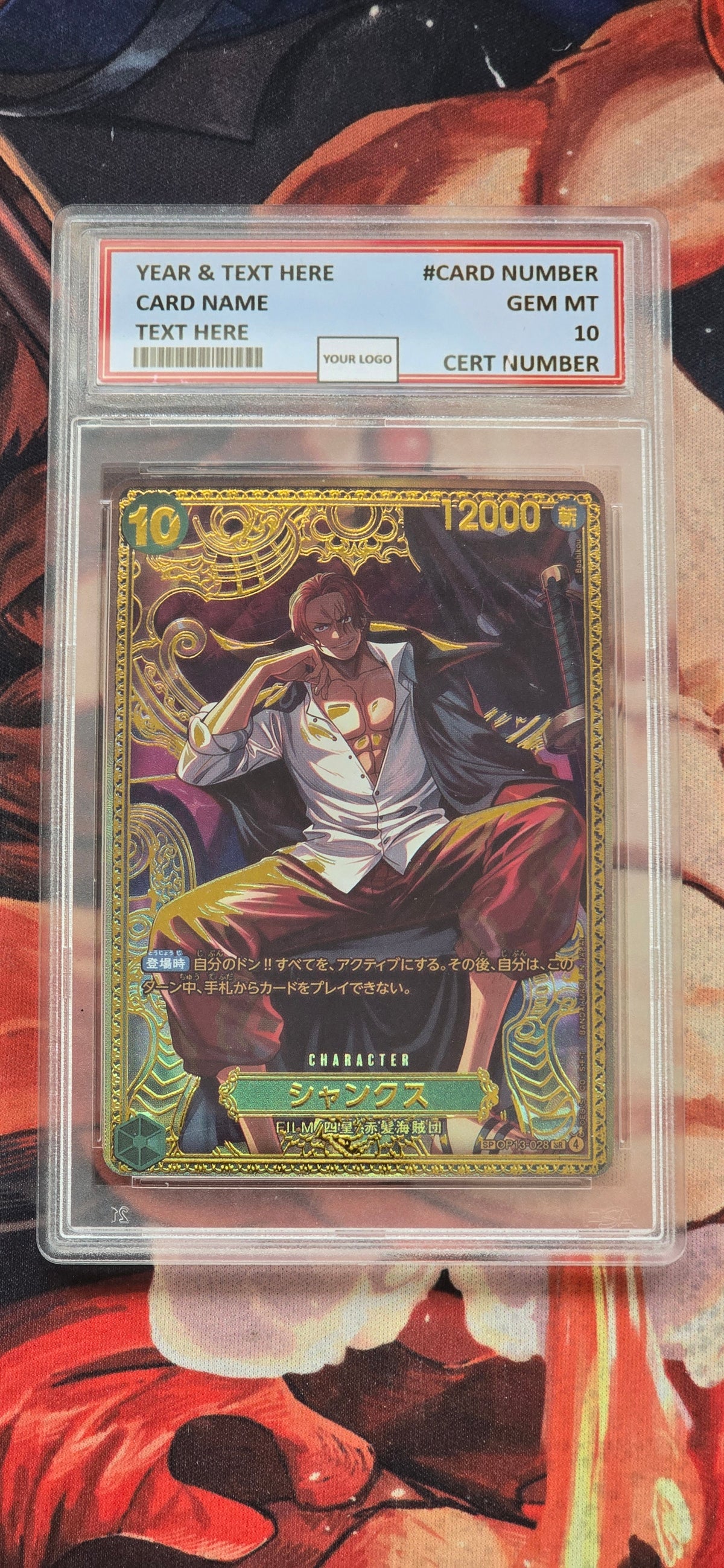 Graded PSA Style OP17 Shanks Gold SP OP13-028 Textured One Piece Card Game TCG Custom Made Proxy Slab