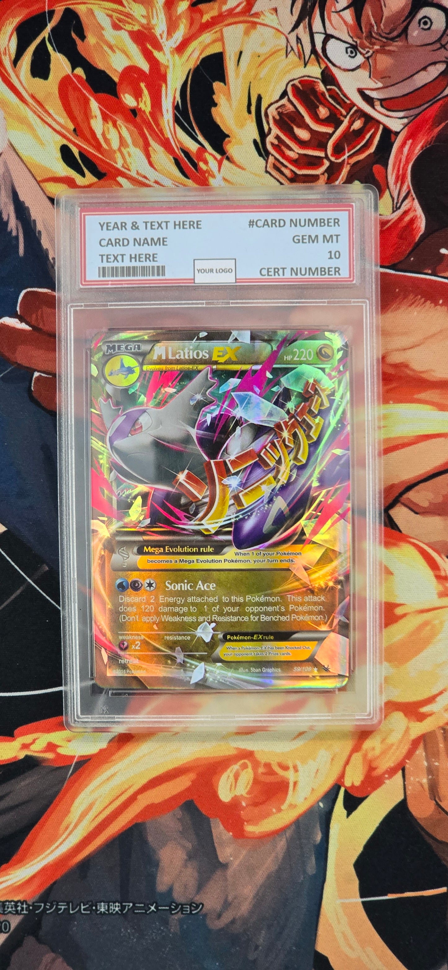 Graded PSA Style Mega Latios EX 59/108 XY Roaring Skies Ultra Rare Holo Pokemon Proxy Card Slab