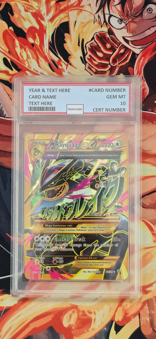 Graded PSA Style Mega Rayquaza EX Shiny Full Art 98/98 XY Ancient Origins Holo Pokemon Proxy Card Slab