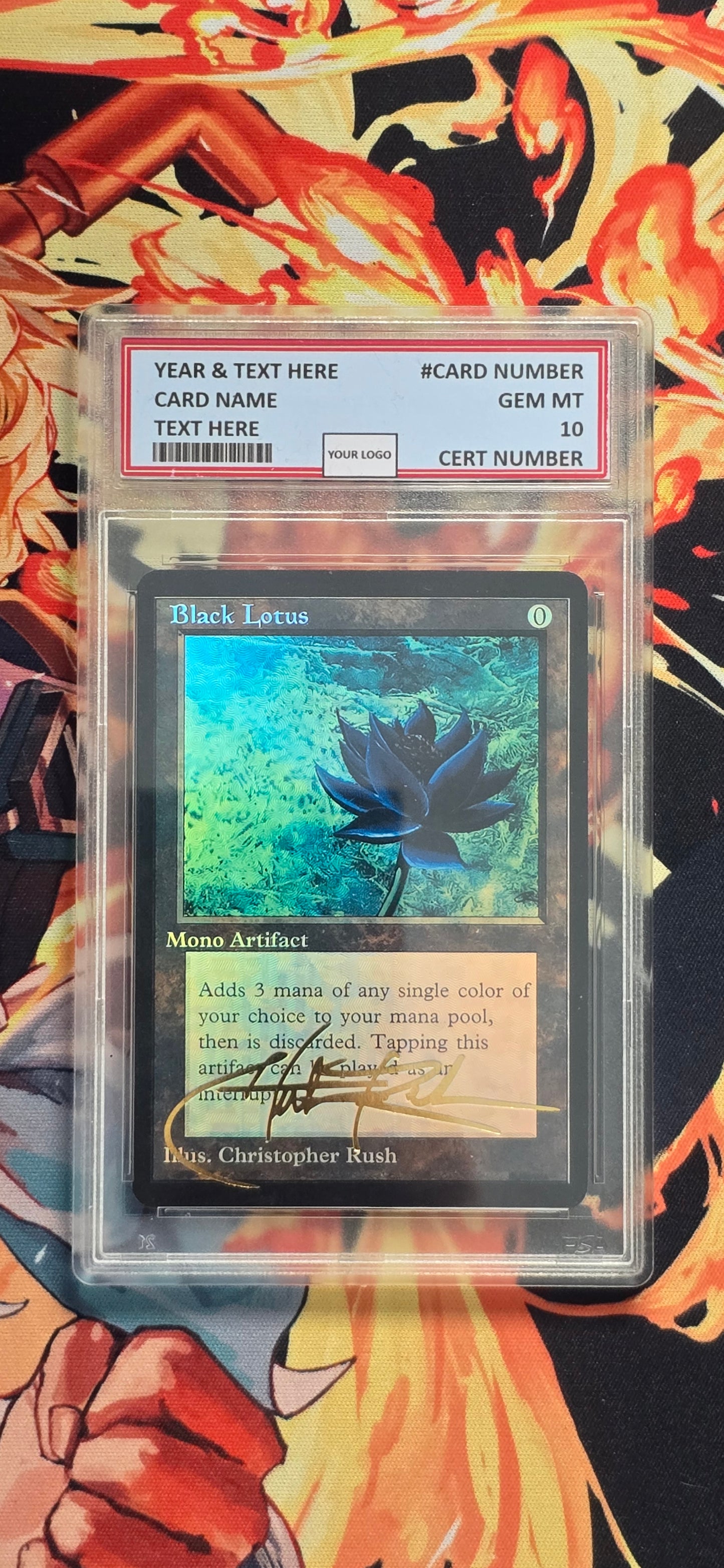 Graded PSA Style Black Lotus Signed TCG Proxy Card Slab